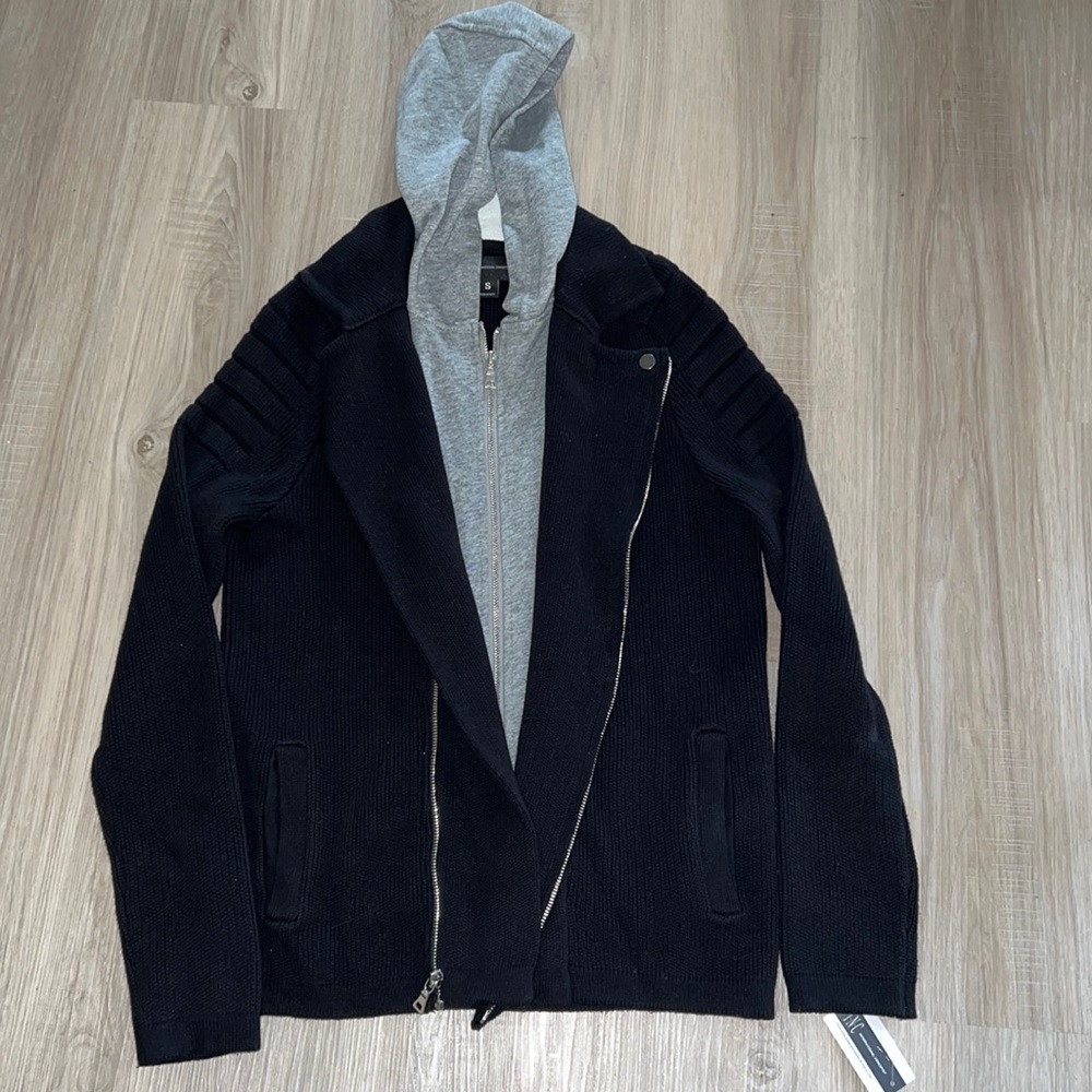 I.N.C. Men’s Heavy Knit, Twice Zippered Hoodie in Black.